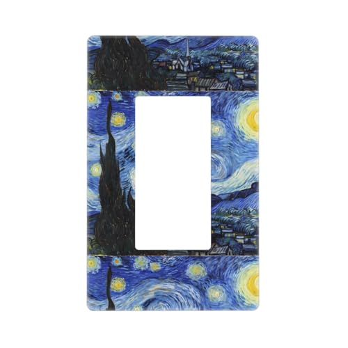 The Starry Night Wandplattenabdeckungen, schraubenlose 1-Gang-Wandplatten, Standardgröße 11,7 x 7,1 cm, dekorative Lichtschalter-Abdeckplatte, Steckdosenabdeckungen, Polycarbonat, Thermoplast The Starry Night Wandplattenabdeckungen, schraubenlose 1-Gang-Wandplatten, Standardgröße 11,7 x 7,1 cm, dekorative Lichtschalter-Abdeckplatte, Steckdosenabdeckungen, Polycarbonat, Thermoplast von VOSERY