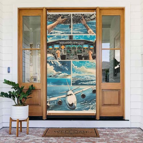 Türabdeckungen mit Comic-Flugzeug-Illustration, dekorativ, für Innen- und Außenbereich, Frühling/Sommer/Herbst/Winter, Halloween-Weihnachtsdekorationen Türabdeckungen mit Comic-Flugzeug-Illustration, dekorativ, für Innen- und Außenbereich, Frühling/Sommer/Herbst/Winter, Halloween-Weihnachtsdekorationen von VOSERY