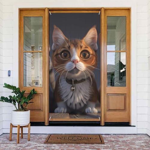 Türabdeckungen mit breiten Augen, Cartoon-Katzen, dekorativ, für Innen- und Außenbereich, Frühling/Sommer/Herbst/Winter, Halloween-Weihnachtsdekoration von VOSERY