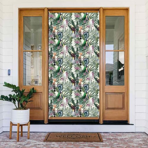 Türabdeckungen mit tropischen niedlichen Papageien, dekorativ – Türbanner für drinnen und draußen, Frühling/Sommer/Herbst/Winter, Halloween-Weihnachtsdekorationen von VOSERY