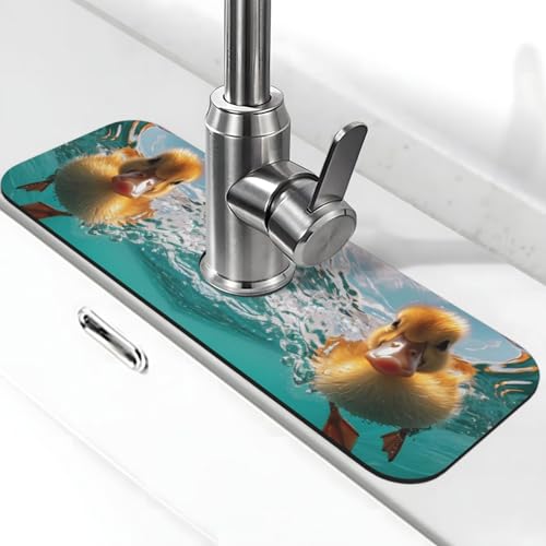 Unterwasser-Schwimmenten-Wasserhahn-Matte für Küchenspüle, Abtropfmatte für Küchenspüle, Spritzschutz, saugfähig, schnell trocknend, Küchenspüle, Wasserhahnmatte, Badezimmer-Waschbeckenmatte Unterwasser-Schwimmenten-Wasserhahn-Matte für Küchenspüle, Abtropfmatte für Küchenspüle, Spritzschutz, saugfähig, schnell trocknend, Küchenspüle, Wasserhahnmatte, Badezimmer-Waschbeckenmatte von VOSERY
