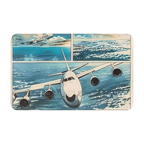 VOSERY Badezimmerteppich, 76,2 x 50,8 cm, weich, saugfähig, rutschfest, maschinenwaschbar, Comic-Flugzeug, Cockpit, Illustration, Badematten, Duschvorleger für Badezimmer VOSERY Badezimmerteppich, 76,2 x 50,8 cm, weich, saugfähig, rutschfest, maschinenwaschbar, Comic-Flugzeug, Cockpit, Illustration, Badematten, Duschvorleger für Badezimmer von VOSERY