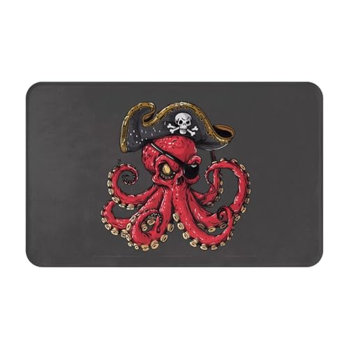 VOSERY Badezimmerteppich, 76,2 x 50,8 cm, weich, saugfähig, rutschfest, maschinenwaschbar, Oktopus, Piraten-Illustration, Badematte, Duschvorleger für Badezimmer VOSERY Badezimmerteppich, 76,2 x 50,8 cm, weich, saugfähig, rutschfest, maschinenwaschbar, Oktopus, Piraten-Illustration, Badematte, Duschvorleger für Badezimmer von VOSERY