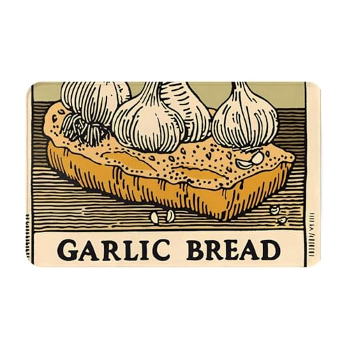 VOSERY Badezimmerteppich, 76,2 x 50,8 cm, weich, saugfähig, rutschfest, maschinenwaschbar, Vintage-Knoblauchbrot-Illustration, Badematten, Duschvorleger für Badezimmer VOSERY Badezimmerteppich, 76,2 x 50,8 cm, weich, saugfähig, rutschfest, maschinenwaschbar, Vintage-Knoblauchbrot-Illustration, Badematten, Duschvorleger für Badezimmer von VOSERY