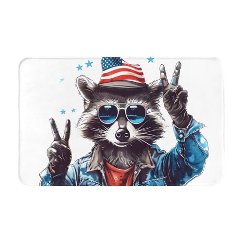VOSERY Badezimmerteppich, 76,2 x 50,8 cm, weich, saugfähig, rutschfest, maschinenwaschbar, patriotische Waschbär-Illustration, Badematten, Duschvorleger für Badezimmer VOSERY Badezimmerteppich, 76,2 x 50,8 cm, weich, saugfähig, rutschfest, maschinenwaschbar, patriotische Waschbär-Illustration, Badematten, Duschvorleger für Badezimmer von VOSERY