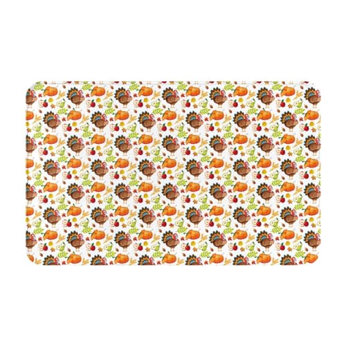 VOSERY Badezimmerteppich, Motiv: Thanksgiving Truthahn, 76 x 50 cm, weich, saugfähig, rutschfest, maschinenwaschbar, Badematte, Duschvorleger für Badezimmer von VOSERY