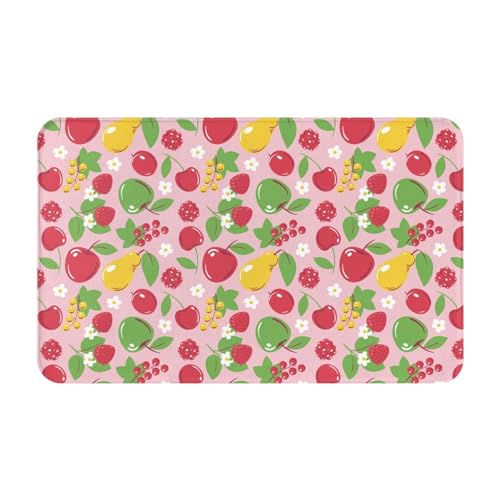 VOSERY Badezimmerteppich, Motiv: niedliche Beeren, Blumen, Obst, 76,2 x 50,8 cm, weich, saugfähig, rutschfest, maschinenwaschbar, Badematte, Duschvorleger für Badezimmer von VOSERY