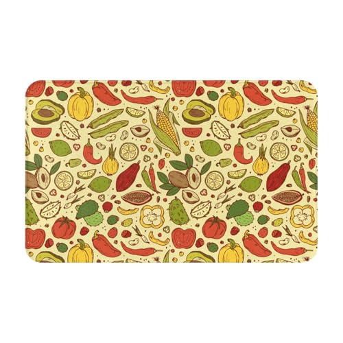 VOSERY Badezimmerteppich, Obst und Gemüse, 76,2 x 50,8 cm, weich, saugfähig, rutschfest, maschinenwaschbar, Badematte, Duschvorleger für Badezimmer von VOSERY