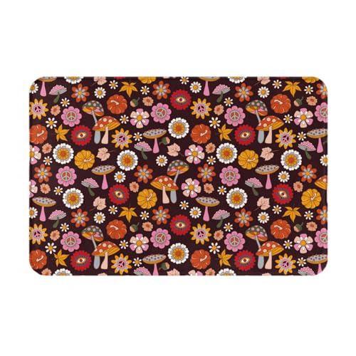 VOSERY Fußmatte für den Innen- und Außenbereich, 70er-Jahre-Stil, Hippie-Retro-Design, leicht zu reinigen, 40,6 x 61 cm, Ganzjahres-Fußmatte, für den Außenbereich, Eingang, Terrassenteppich von VOSERY