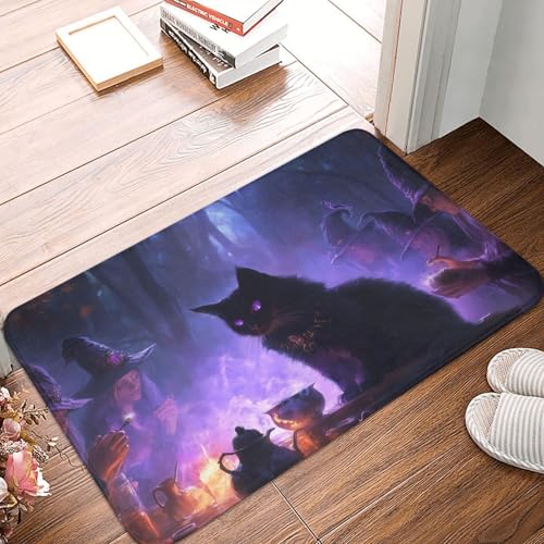 VOSERY Fußmatte für den Innen- und Außenbereich, Halloween, geheimnisvolle schwarze Katze, Hexe, leicht zu reinigen, 40,6 x 61 cm, Ganzjahres-Fußmatte, für den Außenbereich, Eingang, Terrassenteppich VOSERY Fußmatte für den Innen- und Außenbereich, Halloween, geheimnisvolle schwarze Katze, Hexe, leicht zu reinigen, 40,6 x 61 cm, Ganzjahres-Fußmatte, für den Außenbereich, Eingang, Terrassenteppich von VOSERY