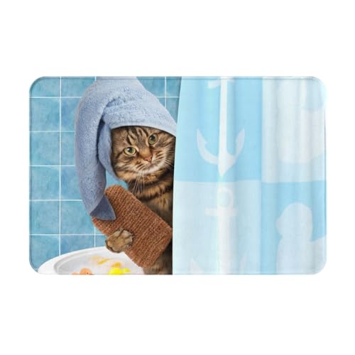 VOSERY Fußmatte für den Innen- und Außenbereich, lustige Katze, die ein Bad nimmt, leicht zu reinigen, 40,6 x 61 cm, Ganzjahres-Fußmatte, für den Außenbereich, Eingang, Terrassenteppich VOSERY Fußmatte für den Innen- und Außenbereich, lustige Katze, die ein Bad nimmt, leicht zu reinigen, 40,6 x 61 cm, Ganzjahres-Fußmatte, für den Außenbereich, Eingang, Terrassenteppich von VOSERY