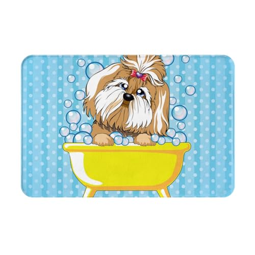 VOSERY Fußmatte für den Innen- und Außenbereich – Hund nimmt ein Bad in der Badewanne, leicht zu reinigen, 40,6 x 61 cm, Ganzjahres-Fußmatte, für den Außenbereich, Eingang, Terrassenteppich VOSERY Fußmatte für den Innen- und Außenbereich – Hund nimmt ein Bad in der Badewanne, leicht zu reinigen, 40,6 x 61 cm, Ganzjahres-Fußmatte, für den Außenbereich, Eingang, Terrassenteppich von VOSERY