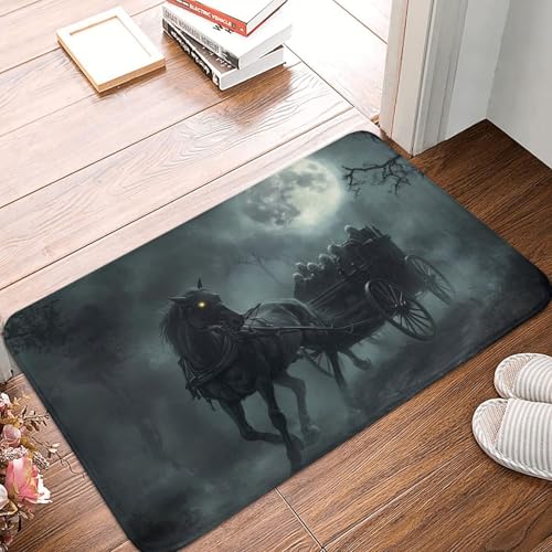 VOSERY Fußmatte für drinnen und draußen, Halloween, Geisterkutsche, Mond, Nacht, leicht zu reinigen, 40,6 x 61 cm, Ganzjahres-Fußmatte, für den Außenbereich, Eingang, Terrassenteppich VOSERY Fußmatte für drinnen und draußen, Halloween, Geisterkutsche, Mond, Nacht, leicht zu reinigen, 40,6 x 61 cm, Ganzjahres-Fußmatte, für den Außenbereich, Eingang, Terrassenteppich von VOSERY