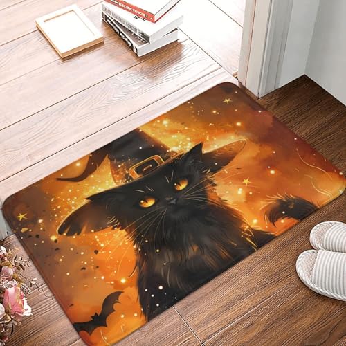 VOSERY Fußmatte für drinnen und draußen, Halloween-Hexenhut, schwarze Katze, leicht zu reinigen, 40,6 x 61 cm, Ganzjahres-Fußmatte, für den Außenbereich, Eingang, Terrassenteppich VOSERY Fußmatte für drinnen und draußen, Halloween-Hexenhut, schwarze Katze, leicht zu reinigen, 40,6 x 61 cm, Ganzjahres-Fußmatte, für den Außenbereich, Eingang, Terrassenteppich von VOSERY