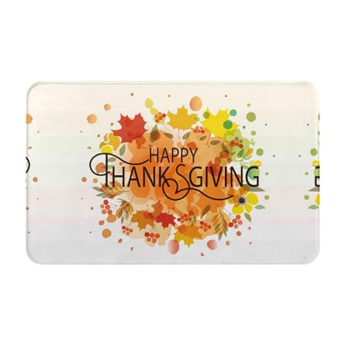 VOSERY Happy Thanksgiving Badezimmerteppich, 76,2 x 50,8 cm, weich, saugfähig, rutschfest, maschinenwaschbar, Badematte, Duschvorleger für Badezimmer von VOSERY