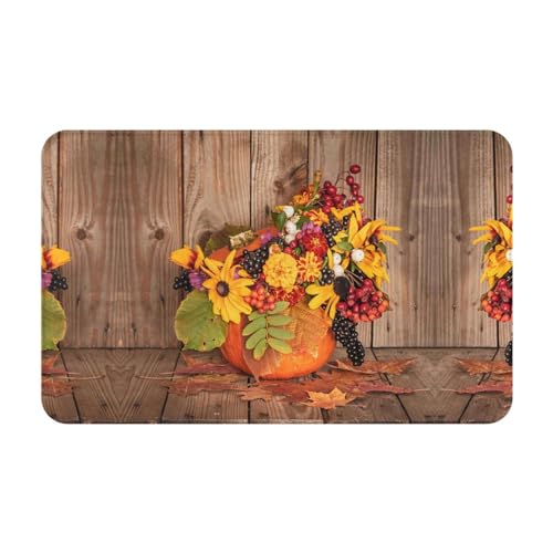 VOSERY Herbststrauß Kürbis für Thanksgiving, Badezimmerteppich, 76,2 x 50,8 cm, weich, saugfähig, rutschfest, maschinenwaschbar, Badematte, Duschvorleger für Badezimmer von VOSERY