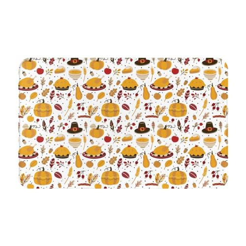 VOSERY Thanksgiving-Badezimmerteppich, 76,2 x 50,8 cm, weich, saugfähig, rutschfest, maschinenwaschbar, Badematte, Duschvorleger für Badezimmer von VOSERY