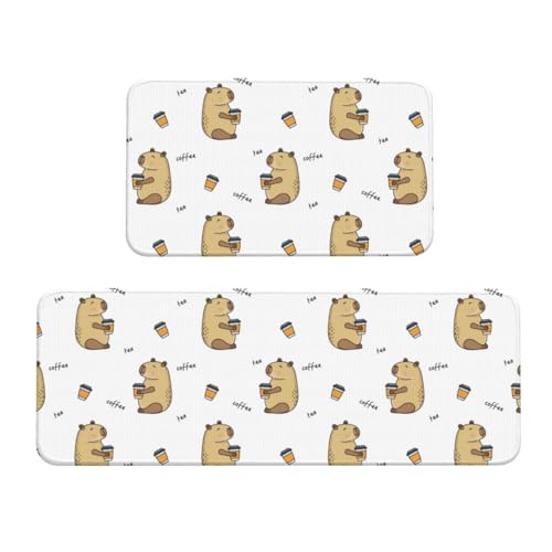 Vosery Küchenmatten für den Boden, 2 Stück, stilvolle Anti-Ermüdungs-Matten für Küchenboden, Capybaras, Kaffee, Küche, Teppich, rutschfest, waschbar, für Schlafzimmer, Badezimmer, Zuhause Vosery Küchenmatten für den Boden, 2 Stück, stilvolle Anti-Ermüdungs-Matten für Küchenboden, Capybaras, Kaffee, Küche, Teppich, rutschfest, waschbar, für Schlafzimmer, Badezimmer, Zuhause von VOSERY