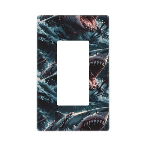 Wave Chain Shark Wandplattenabdeckungen, schraubenlose Wandplatten, Standardgröße 11,7 x 7,1 cm, dekorative Lichtschalter-Abdeckplatte, Steckdosenabdeckungen, Polycarbonat, thermoplastisch Wave Chain Shark Wandplattenabdeckungen, schraubenlose Wandplatten, Standardgröße 11,7 x 7,1 cm, dekorative Lichtschalter-Abdeckplatte, Steckdosenabdeckungen, Polycarbonat, thermoplastisch von VOSERY