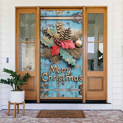 Weihnachten Retro Mistelzweig Türabdeckungen Dekorativ - Indoor Outdoor Tür Banner Dekorationen Weihnachtsdekorationen von VOSERY