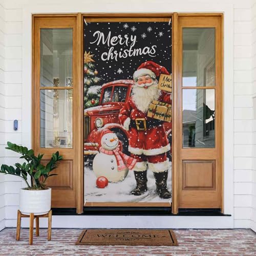 Weihnachten Schneemann Weihnachtsmann Türabdeckungen Dekorativ - Indoor Outdoor Tür Banner Dekorationen Weihnachtsdekorationen von VOSERY