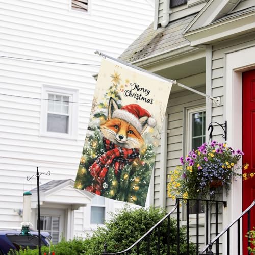 Weihnachtsflagge 7,6 x 12,7 cm – Weihnachtsflagge mit Fuchs, doppelseitig, dekorative Hofflaggen, Weihnachtsdekoration für Zimmer/Außendekoration von VOSERY