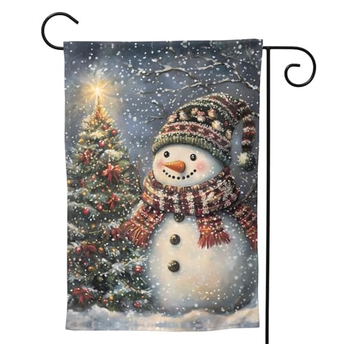 Weihnachtsflagge mit Schneemann, doppelseitig, kleine Gartenflaggen, 71 x 101 cm, für draußen, Heimdekoration, Außendekoration von VOSERY