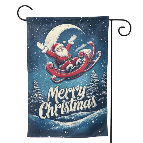 Weihnachtsmondschlitten-Poster, Gartenflagge, 30,5 x 45,7 cm, doppelseitig, kleine Gartenflaggen, Hofflaggen für draußen, Heimdekoration, Outdoor-Dekoration Weihnachtsmondschlitten-Poster, Gartenflagge, 30,5 x 45,7 cm, doppelseitig, kleine Gartenflaggen, Hofflaggen für draußen, Heimdekoration, Outdoor-Dekoration von VOSERY