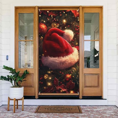 Weihnachtsmütze Türabdeckungen Dekorativ - Indoor Outdoor Tür Banner Dekorationen Weihnachtsdekorationen Weihnachtsmütze Türabdeckungen Dekorativ - Indoor Outdoor Tür Banner Dekorationen Weihnachtsdekorationen von VOSERY