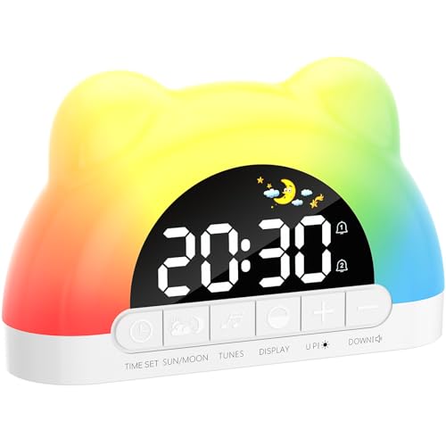 VOSFEEL Kinderwecker,Wecker Digital mit 11 RGB Farb Nachtlicht 5 BILDSCHIRMHELLIGKEIT Dual Alarms VOSFEEL Kinderwecker,Wecker Digital mit 11 RGB Farb Nachtlicht 5 BILDSCHIRMHELLIGKEIT Dual Alarms von VOSFEEL