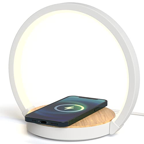 VOSFEEL Nachttischlampe Tischlampe Touch Dimmbar 18W Wireless Charger Nachtlicht mit 3 Stufige Helligkeit für Schlafzimmer Wohnzimmer Büro von VOSFEEL