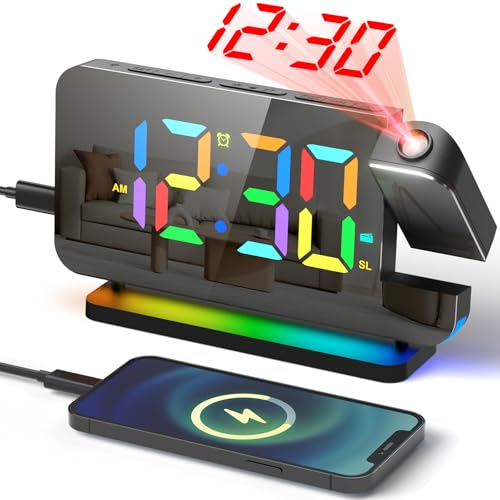 VOSFEEL Projektionswecker, 8 Zoll LED Digitale Spiegeluhren, Radiowecker mit RGB Farb Digitalzeit, 180°Drehbare Projektion Digitaler Wecker 12/24 Stunden Schlummerfunktion USB Typ-c VOSFEEL Projektionswecker, 8 Zoll LED Digitale Spiegeluhren, Radiowecker mit RGB Farb Digitalzeit, 180°Drehbare Projektion Digitaler Wecker 12/24 Stunden Schlummerfunktion USB Typ-c von VOSFEEL