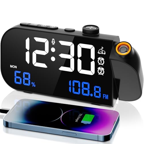 VOSFEEL Radiowecker mit Projektion 180° Projektionswecker 3 Helligkeitsstufen 12/24H mit Schlummerfunktion LED Digital Wecker USB Typ-C Anschluss Anzeige Temperatur Luftfeuchtigkeit VOSFEEL Radiowecker mit Projektion 180° Projektionswecker 3 Helligkeitsstufen 12/24H mit Schlummerfunktion LED Digital Wecker USB Typ-C Anschluss Anzeige Temperatur Luftfeuchtigkeit von VOSFEEL