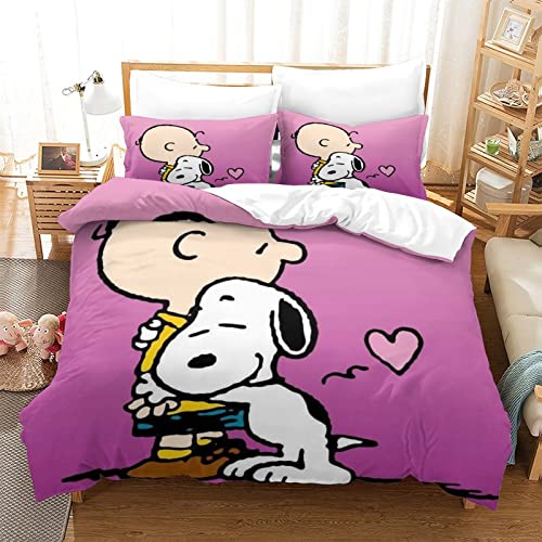 Snoopy Reißverschluss Verhindert Allergien Bettwäsche-Set Geeignet Für Alle Arten Von Menschen Bettbezug Double（200x200cm） von VOSILE