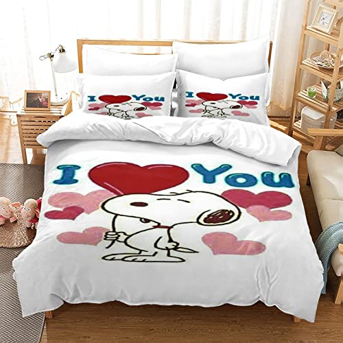 Snoopy Reißverschluss Verhindert Allergien Bettwäsche-Set Geeignet Für Alle Arten Von Menschen Bettbezug King（220x240cm） von VOSILE