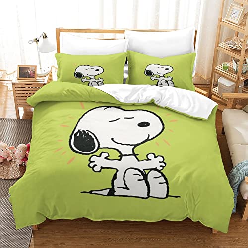 VOSILE Snoopy Bettwäsche-Set Dreiteiliges Set Schmusebezug Mikrofaser Hypoallergen Bettbezug Geeignet Für Erwachsene Und Kinder King（220x240cm） von VOSILE