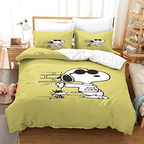 VOSILE Snoopy Mikrofaser-Bettbezug, 3-teilig, Geeignet Für Kinder, Jugendliche Und Erwachsene Single（135x200cm） von VOSILE