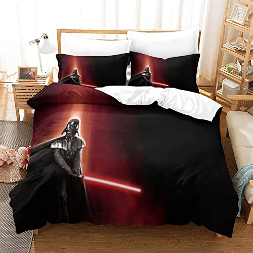 VOSILE Star Wars Bettbezug-Set,Reißverschluss, Ultraweicher Mikrofaser-Tröster Set 3-teilig, Bettauskleidungen Geeignet Für Kinder, Jugendliche Und Erwachsene Single（135x200cm） von VOSILE