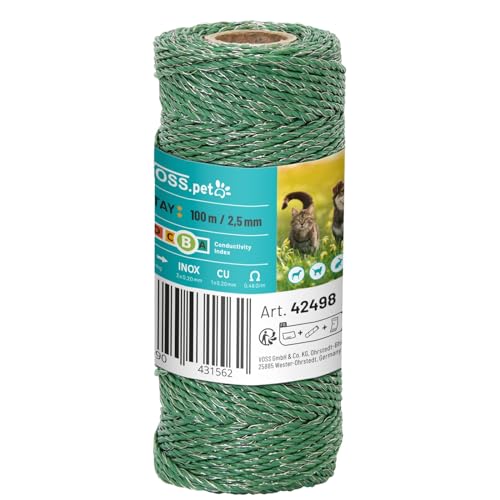 VOSS.PET 100 m Elektrozaun Litze, grün, 3x0,20 NIRO + 1x0,20 Kupfer, Einzäunung von VOSS.PET
