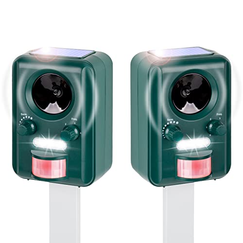 VOSS.sonic Ultraschallabwehr Katzenschreck Tierabwehr im Doppelpack 2000 Ultraschall Abwehr mit Solar + Blitzlicht von VOSS.sonic
