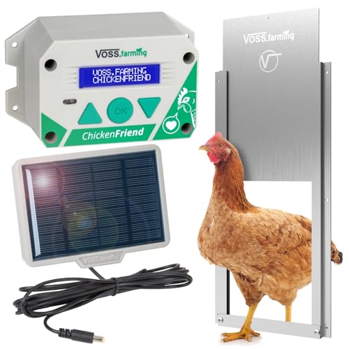 VOSS.farming Set ChickenFriend“ automatische Hühnerklappe + Tür 220x330mm + Solar Akku Set von VOSS.farming