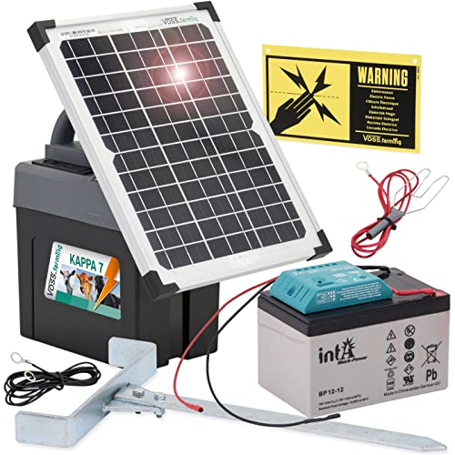 VOSS.farming 12 Watt Power Solar Duo Weidezaungerät – 12V, 9V Solar und extra 12V Akku, Elektrozaun, Weidezaun, Stromzaun, Pferdezaun von VOSS.farming