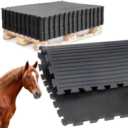 VOSS.farming 17x Stallmatte, Puzzlematte 120x80cm, 18mm Dicke, 16,32m² Boxenmatte mit Grip-Oberfläche von VOSS.farming