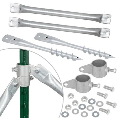 VOSS.farming Ecklösungs-Set Expert, T-Pfosten-Stabilisierungsset, 2X Strebe 155cm, 2X Bodenanker von VOSS.farming