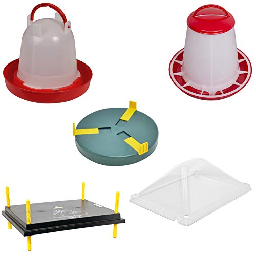 VOSS.farming Kükenaufzucht Komplettset für bis zu 45 Küken, 40x50cm Wärmeplatte und Abdeckung + Tränke + Futterautomat + Tränkenwärmer, effiziente Heizleistung, robust, Aufzucht Küken Frostschutz von VOSS.farming