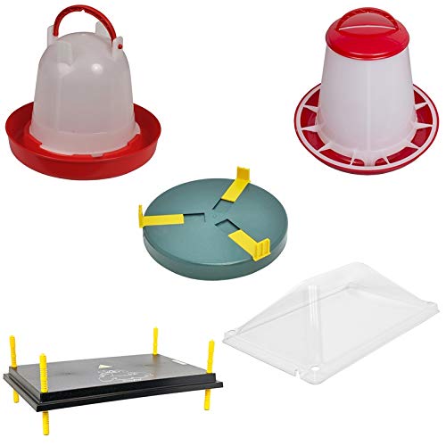 VOSS.farming Kükenaufzucht Komplettset für bis zu 55 Küken 40x60cm Wärmeplatte und Abdeckung + Tränke + Futterautomat + Tränkenwärmer, robust, Aufzucht Küken Frostschutz von VOSS.farming