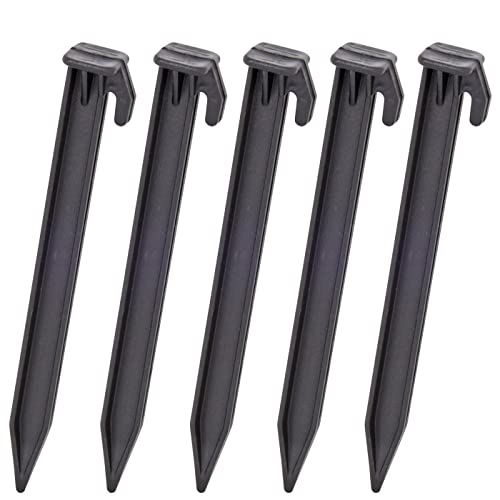 VOSS.farming Kunststoff Heringe 10x schwarz 15cm lang, schlagfester Kunststoff extrem robust, mit Befestigungshaken, Bodenanker Camping Zelt Bodenhering Zeltheringe Bodennagel Erdnagel von VOSS.farming