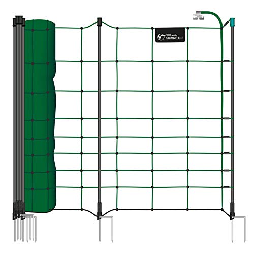 VOSS.farming Schafzaun 108cm farmNET+ 50m Schafnetz Ziegenzaun Elektronetz, 20 Pfähle 2 Spitzen, Grün von VOSS.farming