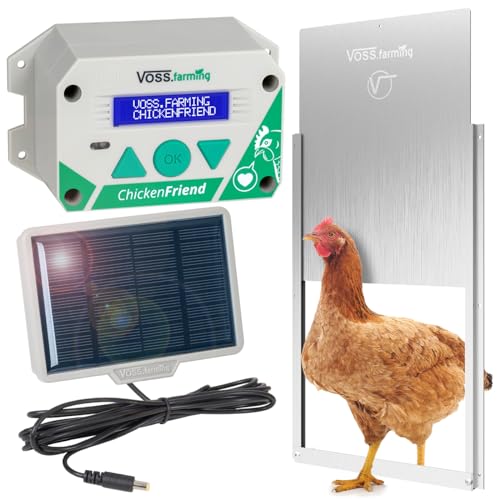 VOSS.farming Set ChickenFriend“ automatische Hühnerklappe + Tür 300x400mm + Solar Akku Set von VOSS.farming