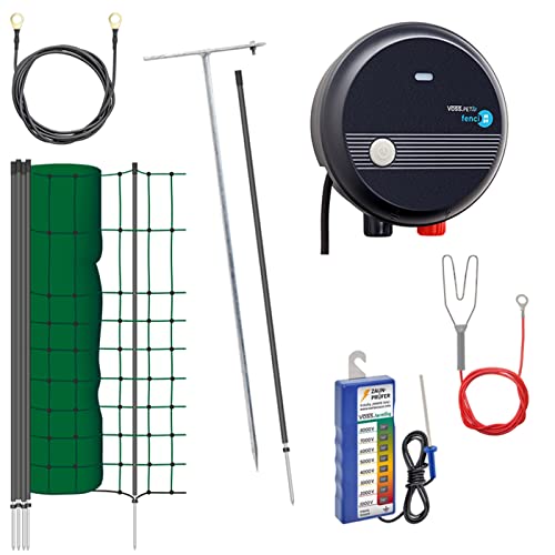 VOSS.farming Set für mit 25 m Elektronetz, 65 cm hoch und 230 V Netzgerät Marderabwehr, Geflügel, Huhn, Reiher, Gartenzaun, Weidezaun von VOSS.farming